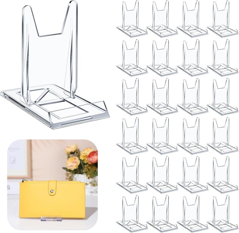 Memorywuu 24 Packs Adjustable Purse Display Stand Clear Acrylic Handbag Stand Holder for Wallet Purses Handbag Bag Jewelry Display Organizer for Party Weddings Home Decoration Birthdays - Image 1